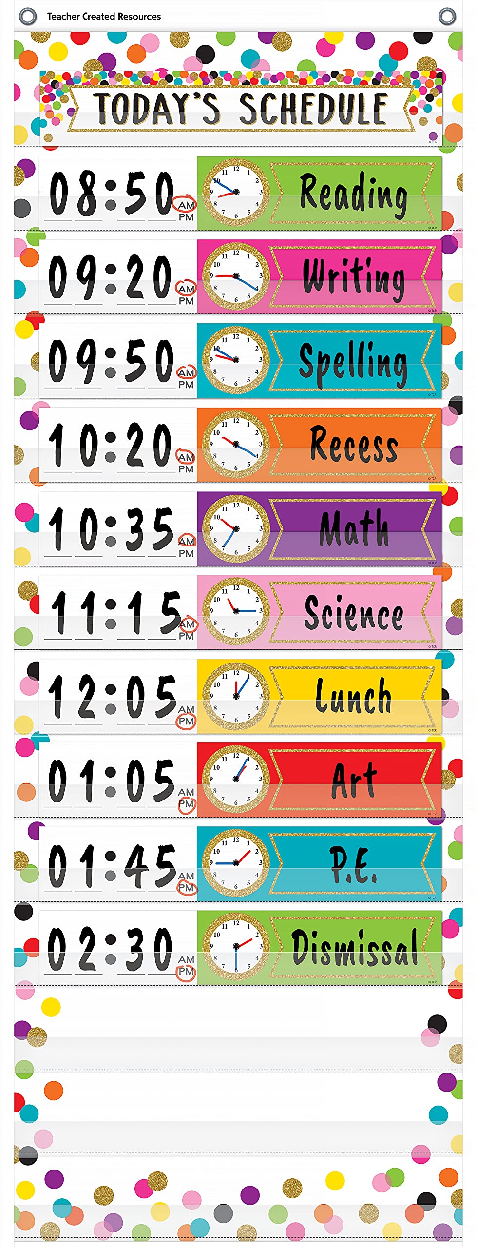 Teacher Created Resources Confetti 14 Pocket Daily Schedule Pocket Chart (13' X 34')