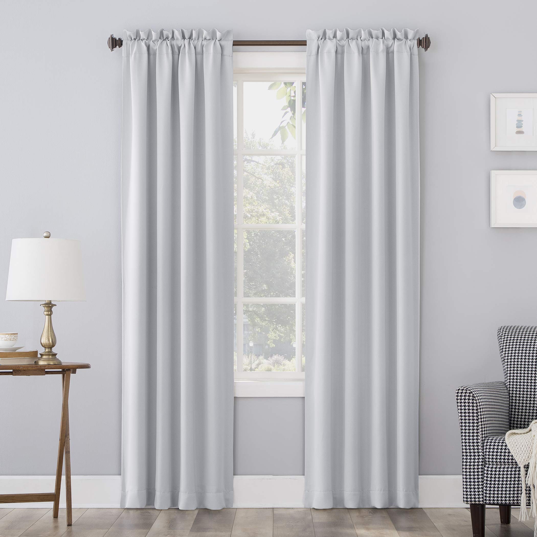 Sun Zero Easton Energy Saving Blackout Rod Pocket Curtain Panel, 40 x 84, Dove White