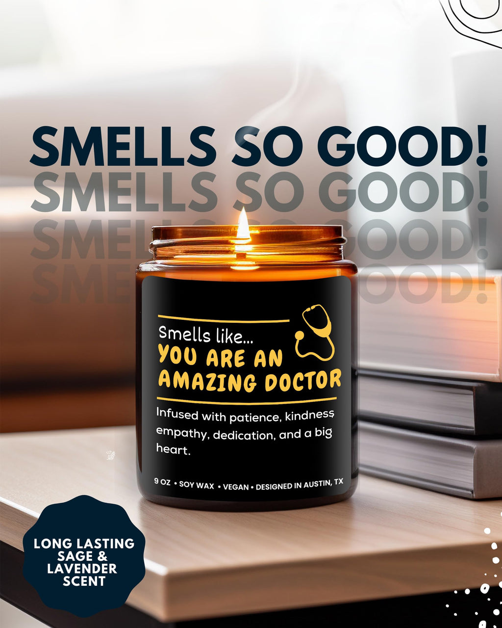 Rosa Vila Doctor Candle - Unique Gift for Doctors, Medical Students, Black