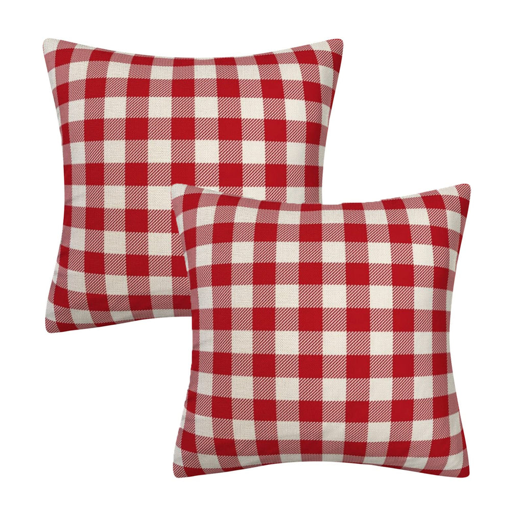 Ahahm Red And White Buffalo Check Plaid Throw Pillows Farmhouse Decorative Throw Pillow Case Indoor Outdoor Cushion Cover Pillow