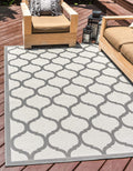 Unique Loom Outdoor Trellis Collection Area Rug - Moroccan (6 1 x 9 Rectangle, Gray/ Silver)