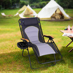 Phi Villa Xxl Oversized Padded Zero Gravity Chair, Foldable Patio Recliner, 30' Wide Seat Anti Gravity Lounger With Cup Holder, Set Of 2, Support 400 Lbs (Gray Accent)