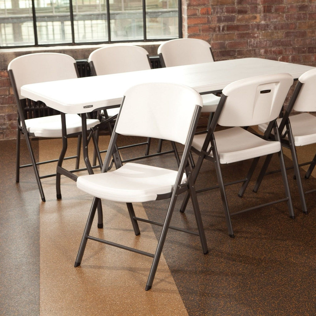 LIFETIME 42804 Commercial Grade Folding Chair High-Impact Polyethylene White Granite