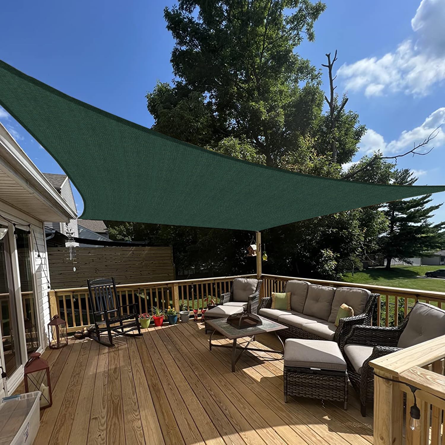E&K Sunrise 4' X 10' Sun Shade Sail Rectangle Canopy Shade Cover Uv Block For Patio Backyard Garden Outdoor (Green)
