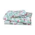 Beatrice Home Fashions Coastal Print Microfiber Sheet Set, Soft, Comfy, 12' Deep Pockets, King, Flamingo Paradise Pink