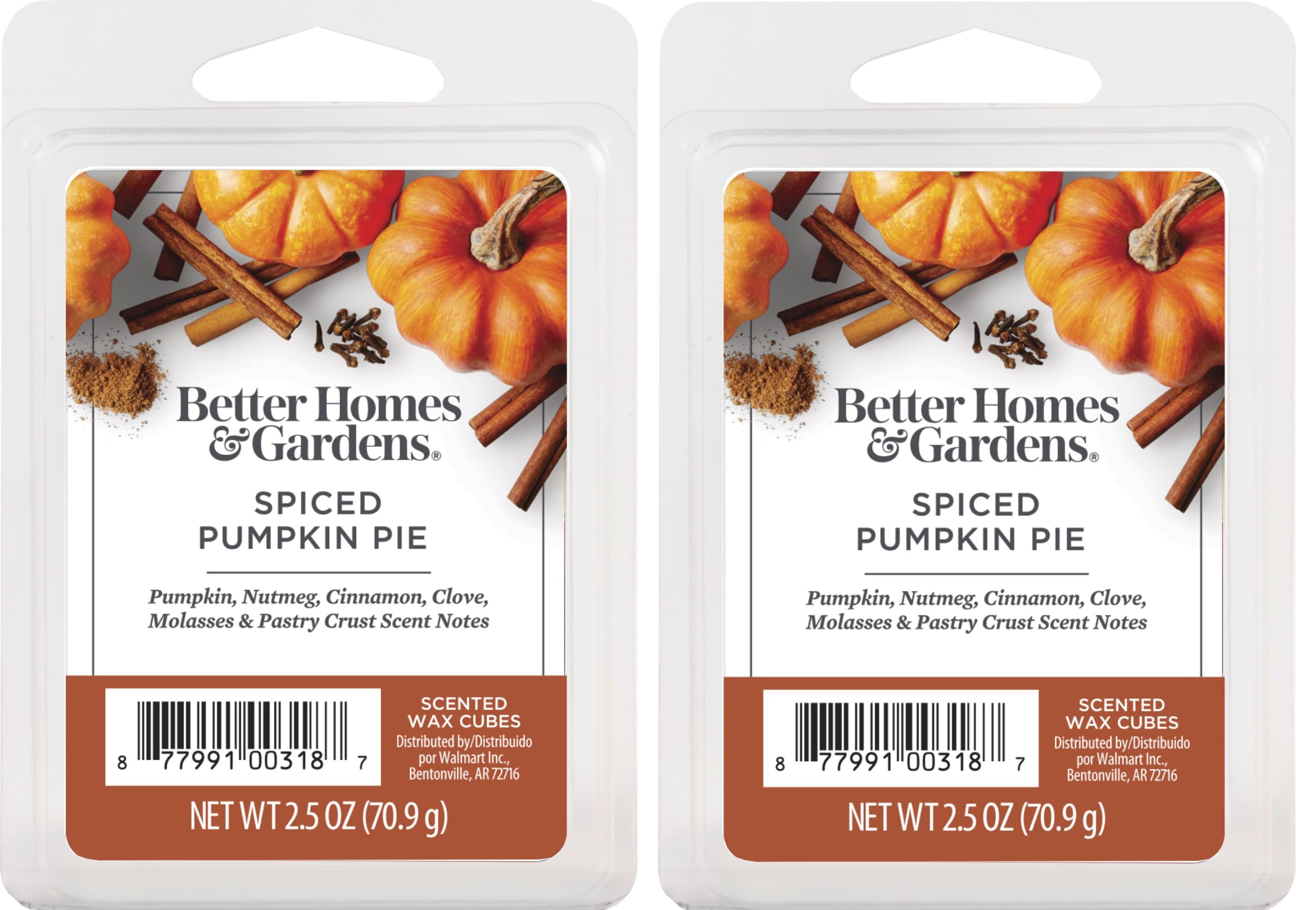 Better Homes and Gardens Scented Wax Cubes 2.5oz 2-Pack (Spiced Pumpkin Pie)