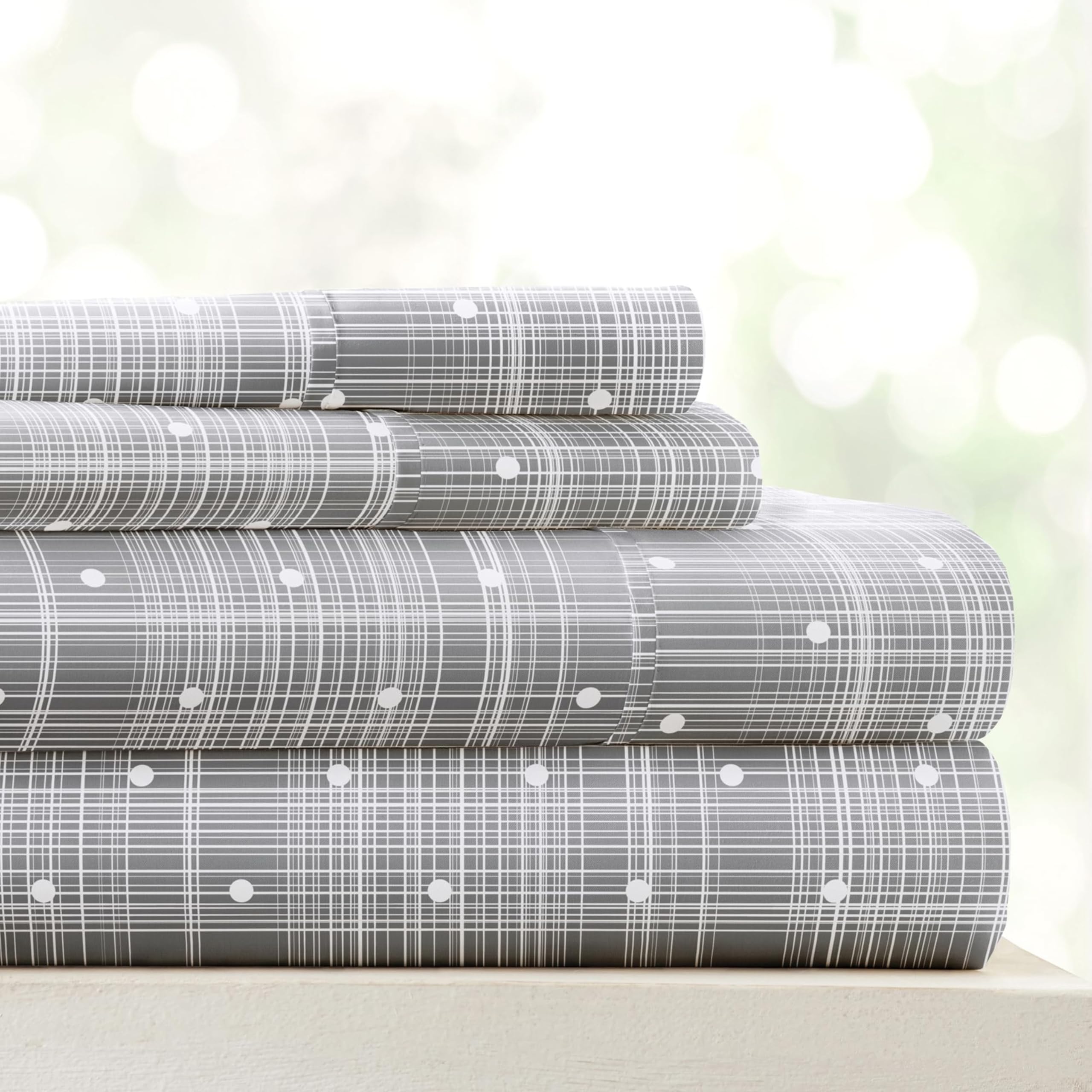 Linen Market 4 Piece King Bedding Sheet Set (Gray Polka) - Sleep Better Than Ever With These Ultra-Soft & Cooling Bed Sheets For