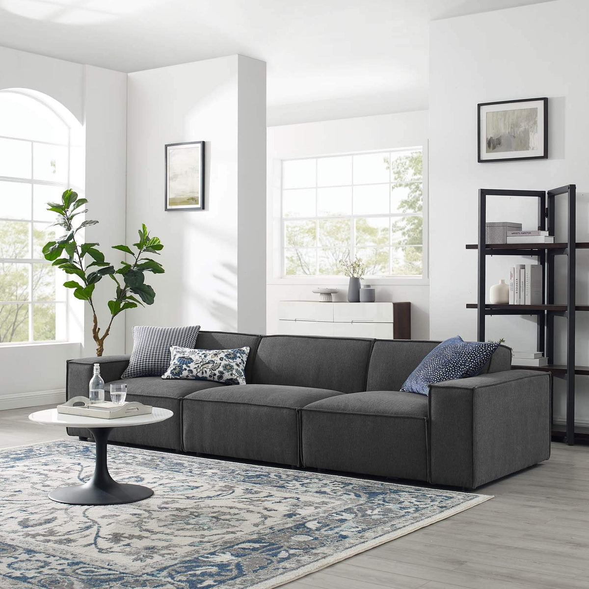 Modway Eei4112Cha Restore 3Piece Sectional Sofa, Charcoal