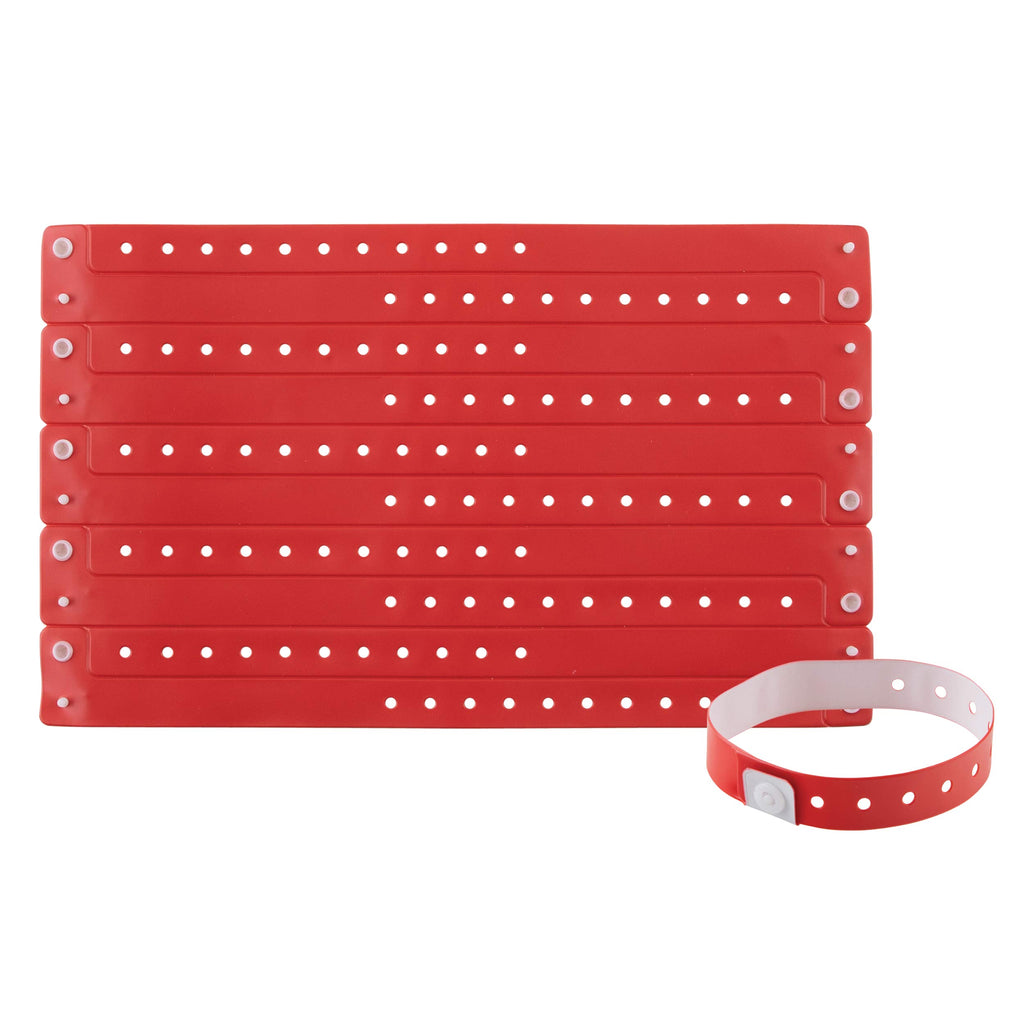 Vinyl Wristband, Red, 100/Pk