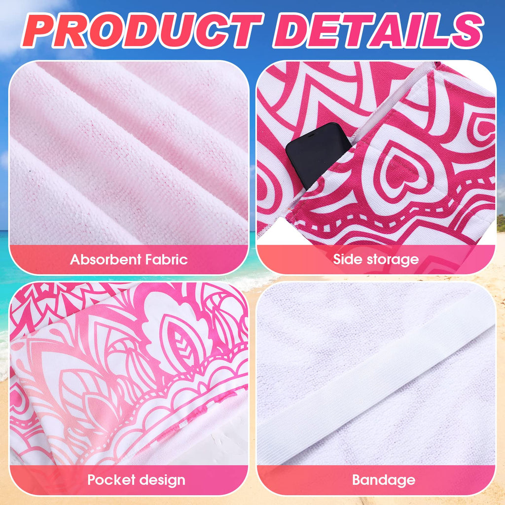 Oudain 2 Pcs Beach Chair Covers With Side Pockets Boho Pool Chaise Lounge Cover Mandala Microfiber Chaise Lounge Chair Towel Cover For Outdoor Garden Patio Sunbathing Lawn,28.7 X 82.5 Inch(Sweet)