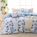 Muxhomo Duvet Cover Queen Size, Reversible Floral Blue Duvet Cover Set With Zipper Closure, 3 Pieces Botanical Patterns Soft Mic
