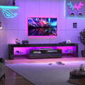 Uspeedy 86.6in TV Stands for 85/90/95 inch TV,Modern LED TV Stand for Living Room,Black TV Stands,High Gloss TV Entertainment Ce