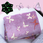 Glow In The Dark Butterfly Throw Blanket With Storage Bag, Soft Throw Blanket For Girls Boys, Camping Blanket, Gifts For Childre