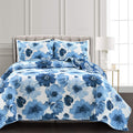 Lush Decor Leah Reversible Floral Quilt Set, 3 Piece Set, Full/ Queen, Navy & White - Charming Floral Bedding Set - Large Bloomi