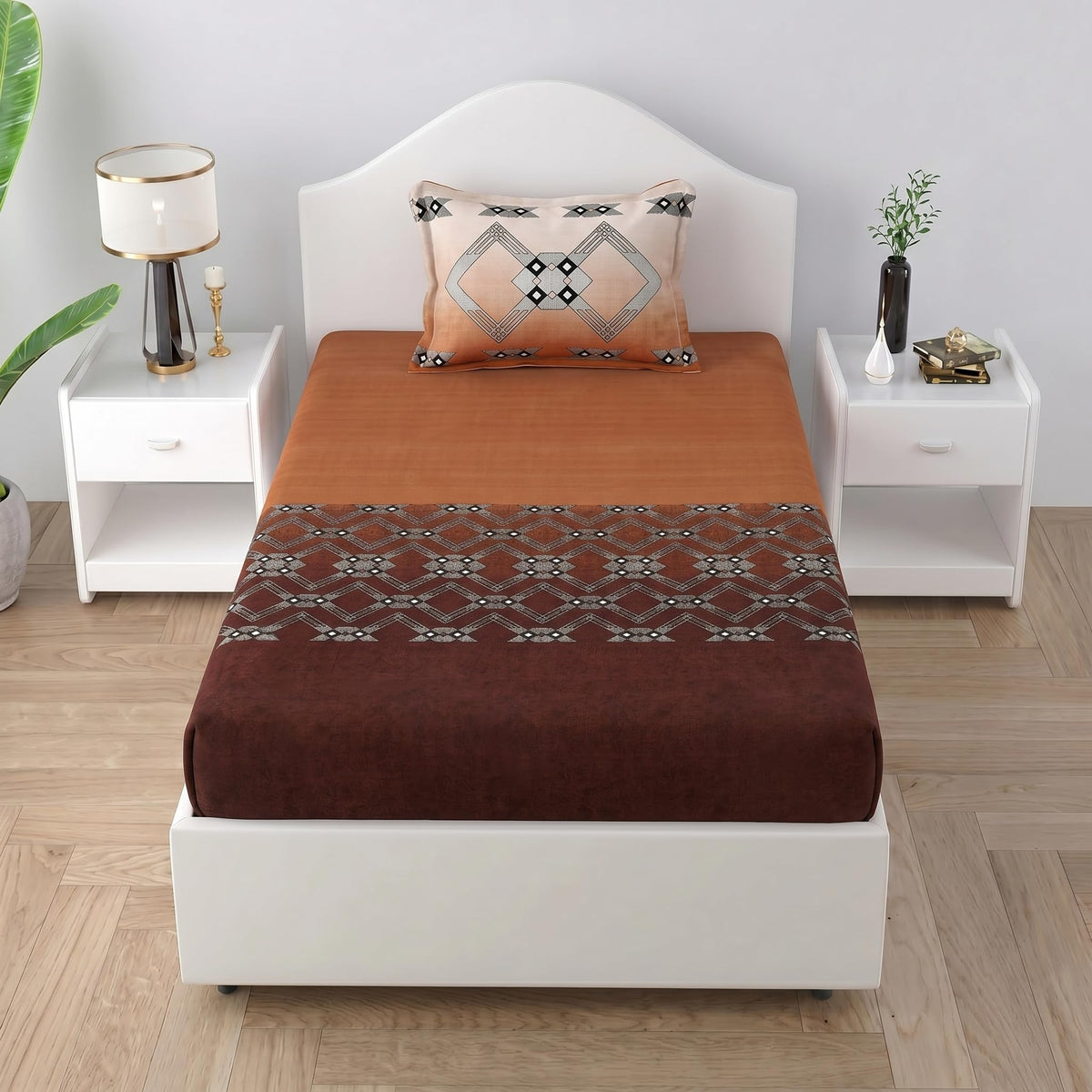 Mafatlal 186 TC Autumn Delight Graceful Pure Cotton Single Flatsheet (60 x 90 Inch) | Breathable Summer Comfort | WrinkleFree F