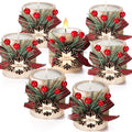 Uiifan 24 Sets Christmas Wood Tealight Candle Holder and Tea Lights Candles Set Decorative for Table Centerpiece Xmas Tealight C