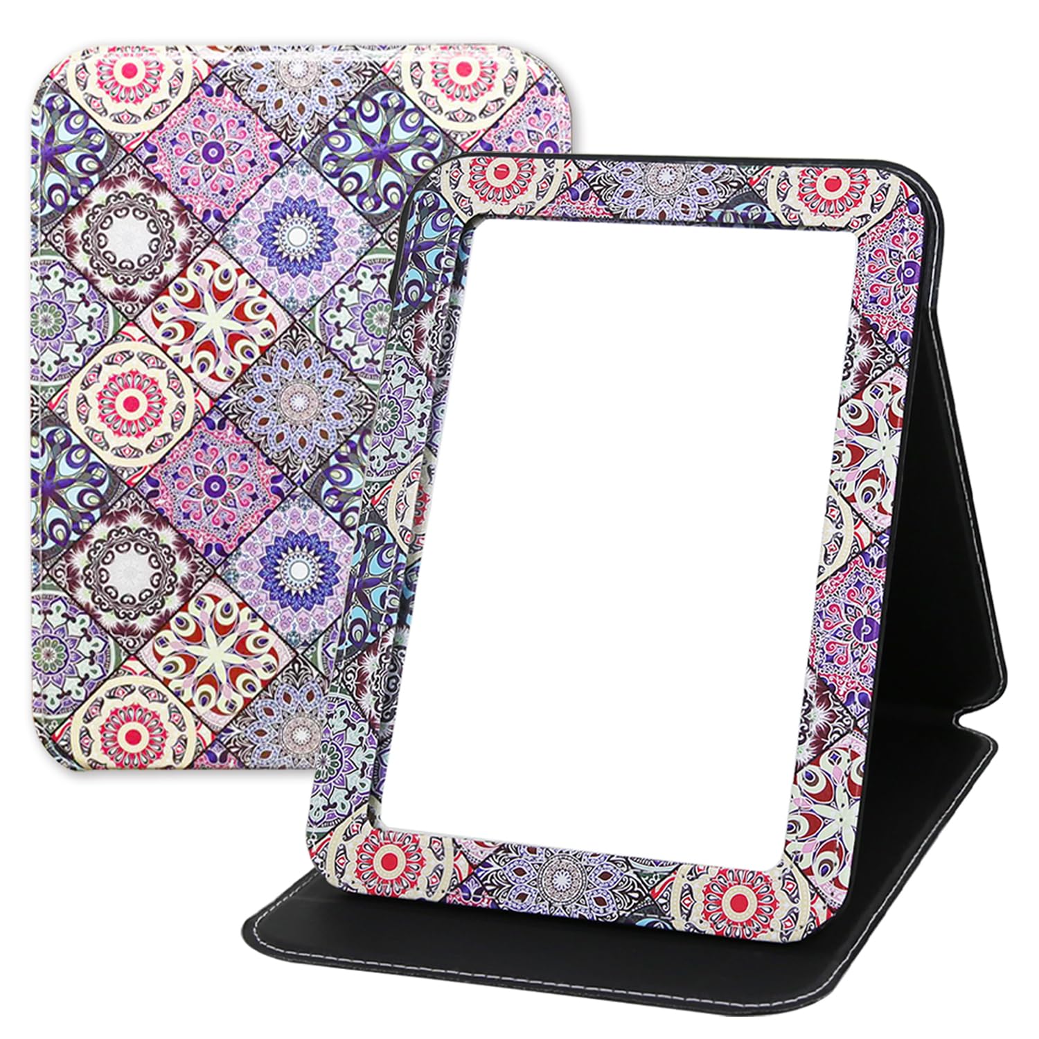 Portable Folding Makeup Mirror with Cosmetic Desktop Standing for Travel, Vanity Table, Room Decor, Beauty Gifts, 8.9x6.5 Inches
