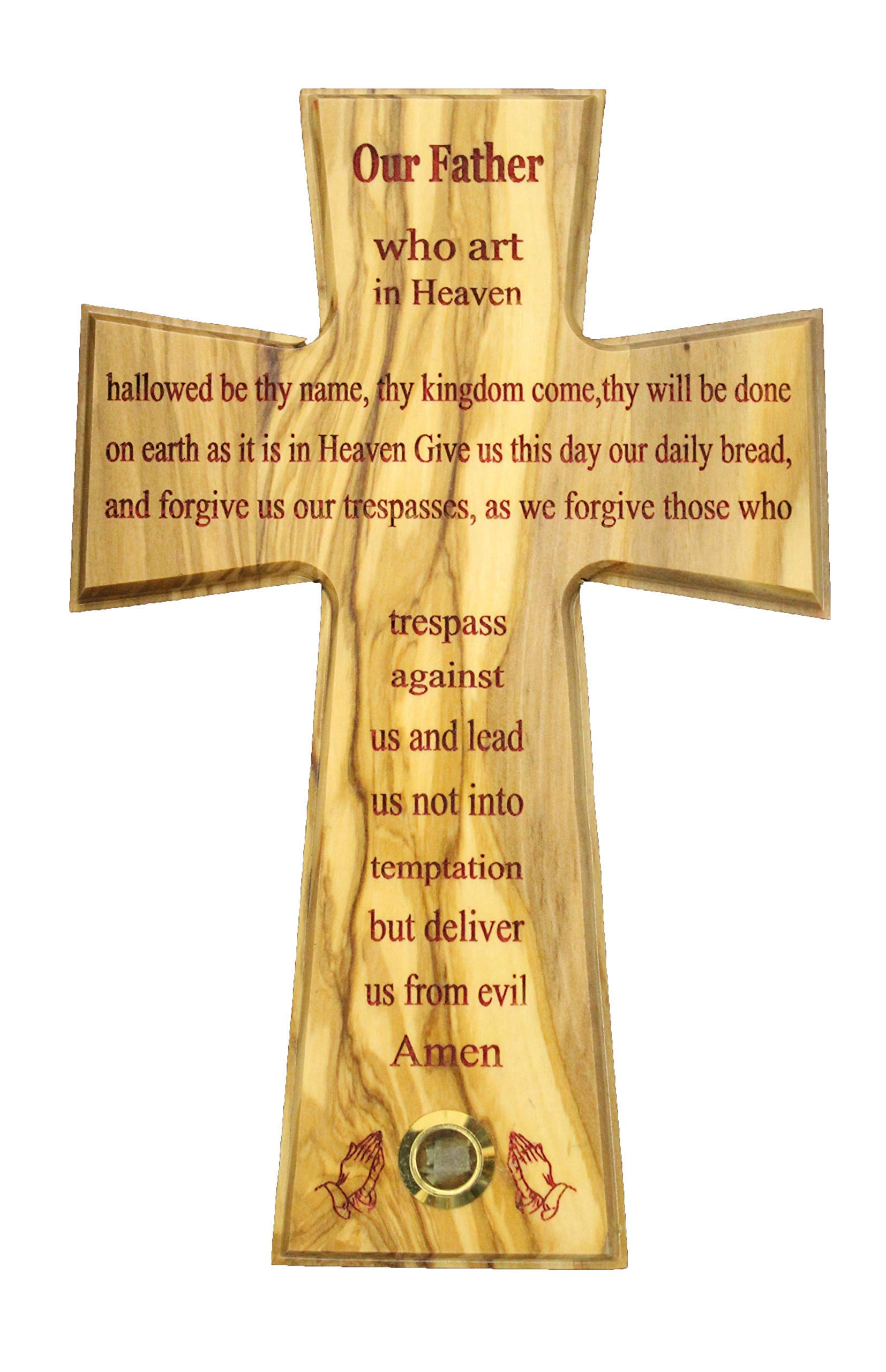The Lords Prayer Wall Cross Olive wood Handmade in Bethlehem and Jerusalem the Holy Land, One of a Kind very Special with olive 