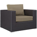 Modway Convene Wicker Rattan Outdoor Patio Arm Chair with Cushions in Espresso Mocha