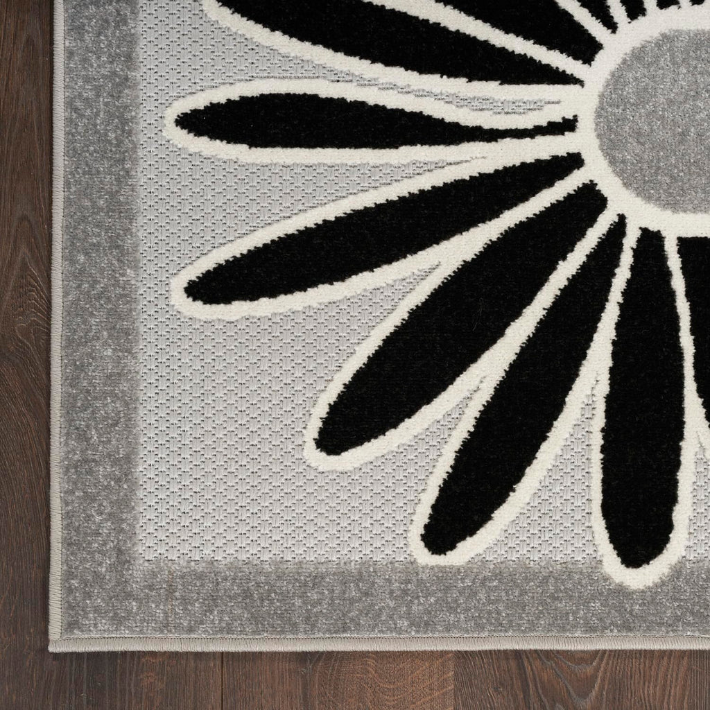 Nourison Aloha Indoor/Outdoor Black White 3'6' X 5'6' Area Rug, Easy Cleaning, Non Shedding, Bed Room, Living Room, Dining Room, Kitchen (4X6)