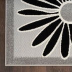 Nourison Aloha Indoor/Outdoor Black White 3'6' X 5'6' Area Rug, Easy Cleaning, Non Shedding, Bed Room, Living Room, Dining Room, Kitchen (4X6)