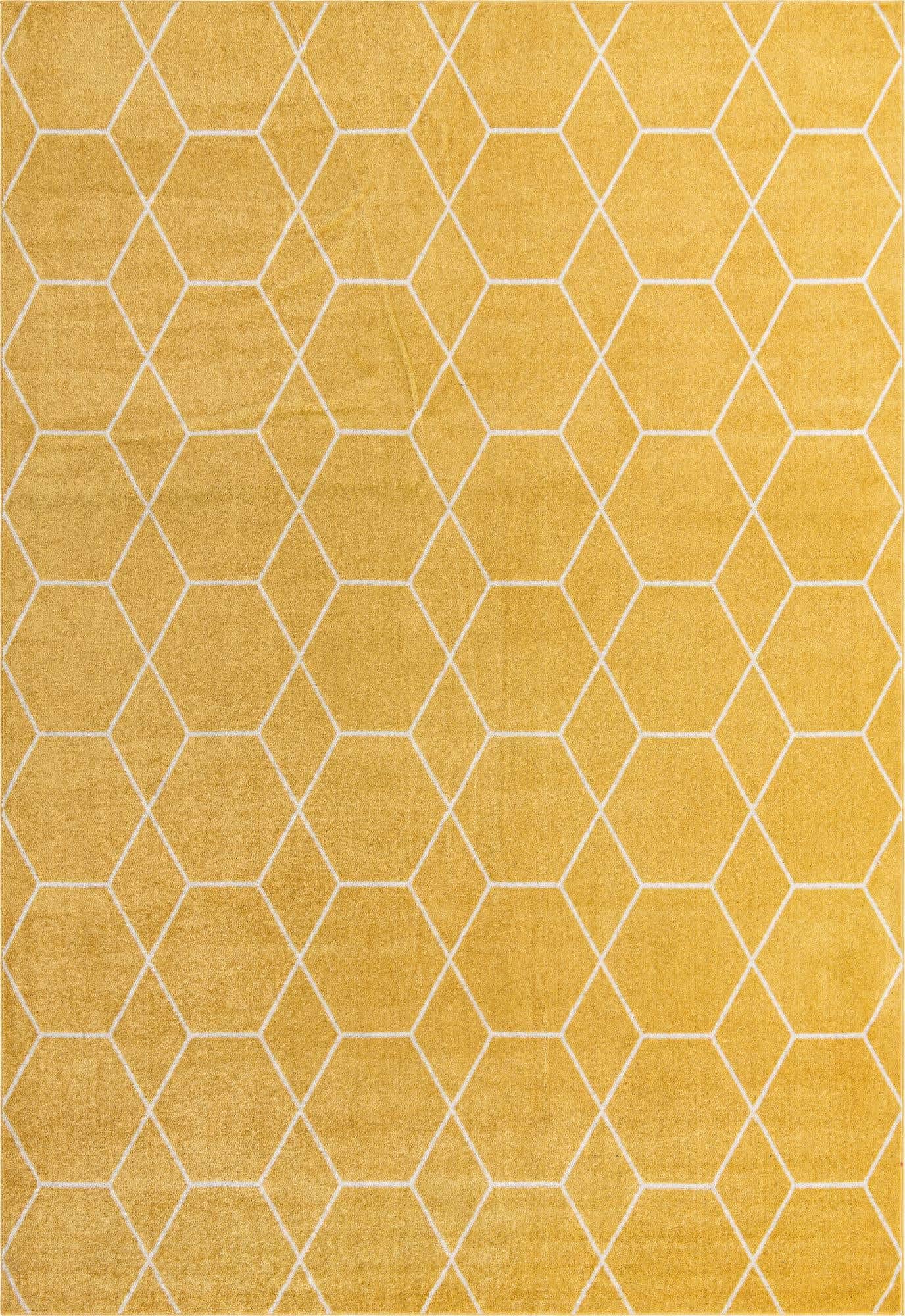 Unique Loom Trellis Frieze Collection Area Rug - Geometric (10 x 14 1, Yellow/ Ivory)
