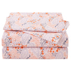 Jsd Pink Paisley Floral Sheet Set King Size, 4 Piece Soft Printed Microfiber Sheets Extra Deep Pocket