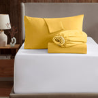 Nestl Extra Twin Deep Pocket Sheets Set - 4 Pc Soft Microfiber Twin Sheets Deep Pocket - Fade Resistant Bedding Sheets & Pillowcases - Twin, Yellow
