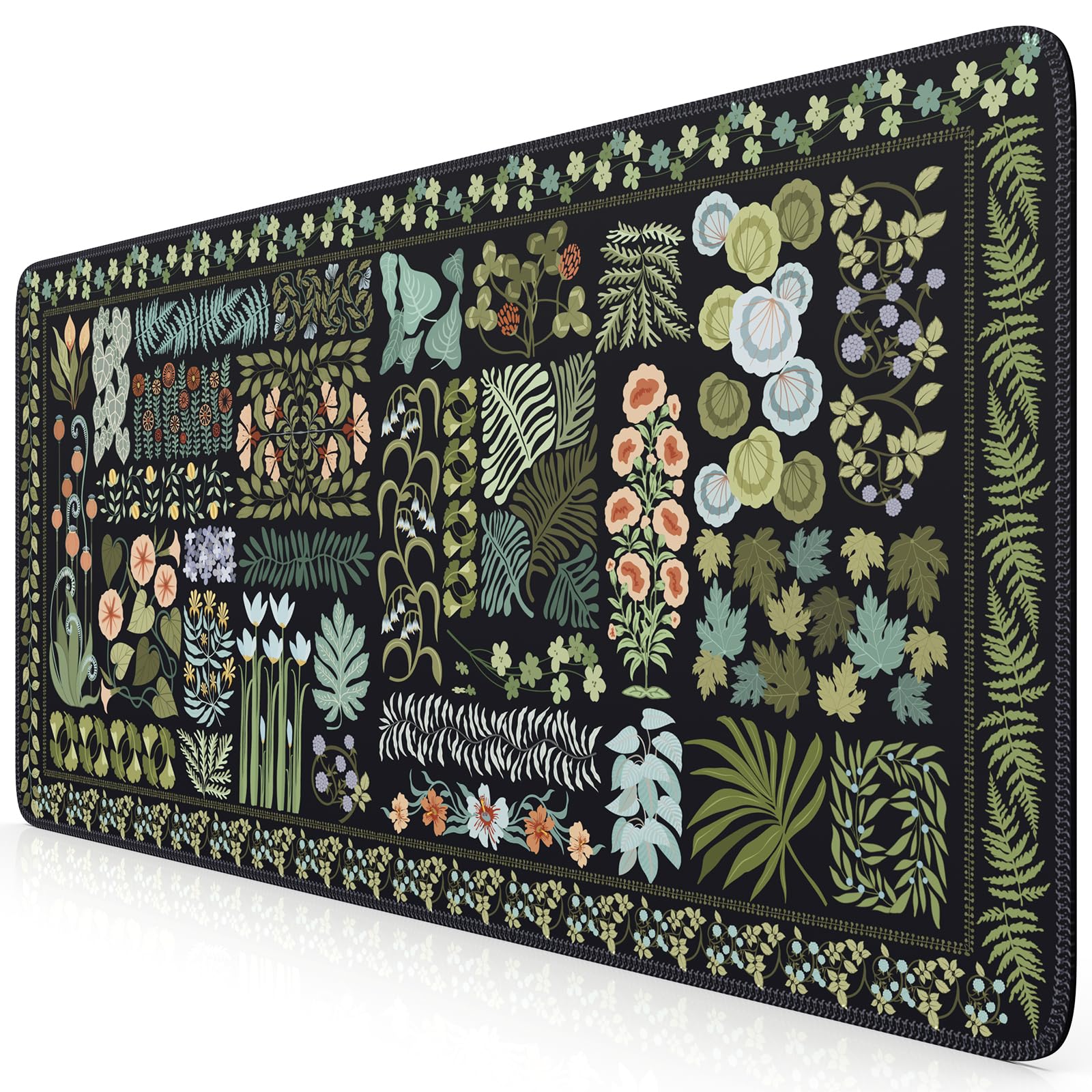 Icasso Floral Desk Pad Mat, Large Mouse Pad, Desk Matt For Desktop, Anti-Slip Xxl Big Mousepad With Stitched Edges For Computer