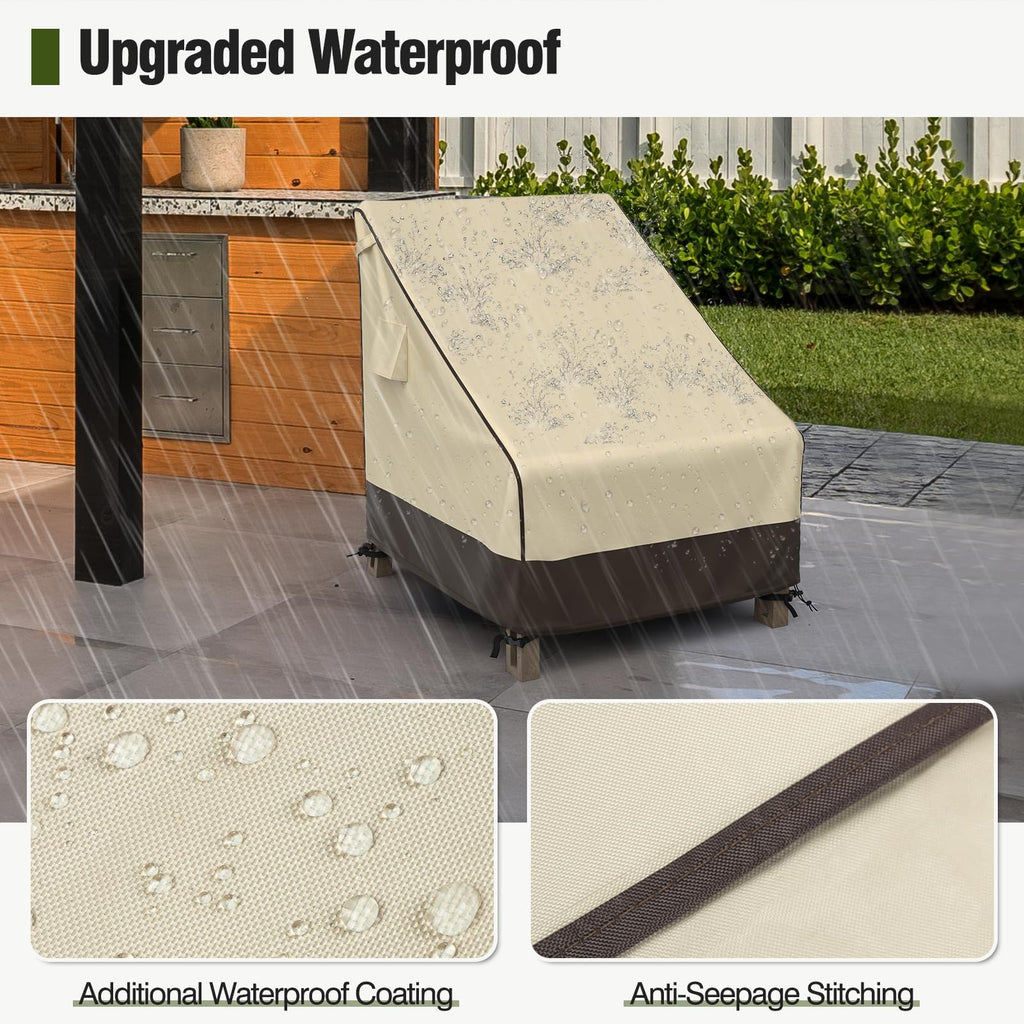 Mr. Cover Patio Chair Cover Waterproof, Uv Resistant Outdoor Lawn Patio Furniture Protective Cover, 600D Heavy Duty Oxford Cloth Windproof Garden Lounge Deep Seat Cover Fits Up To 33'W X 40'D X 35'H