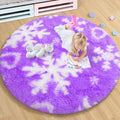 EVOIONOS Purple Princess Rugs for Living Room, 4x6 Feet Fluffy Shaggy Snowflake Rug for Girls Bedroom, Plush Fuzzy Super Soft Ca