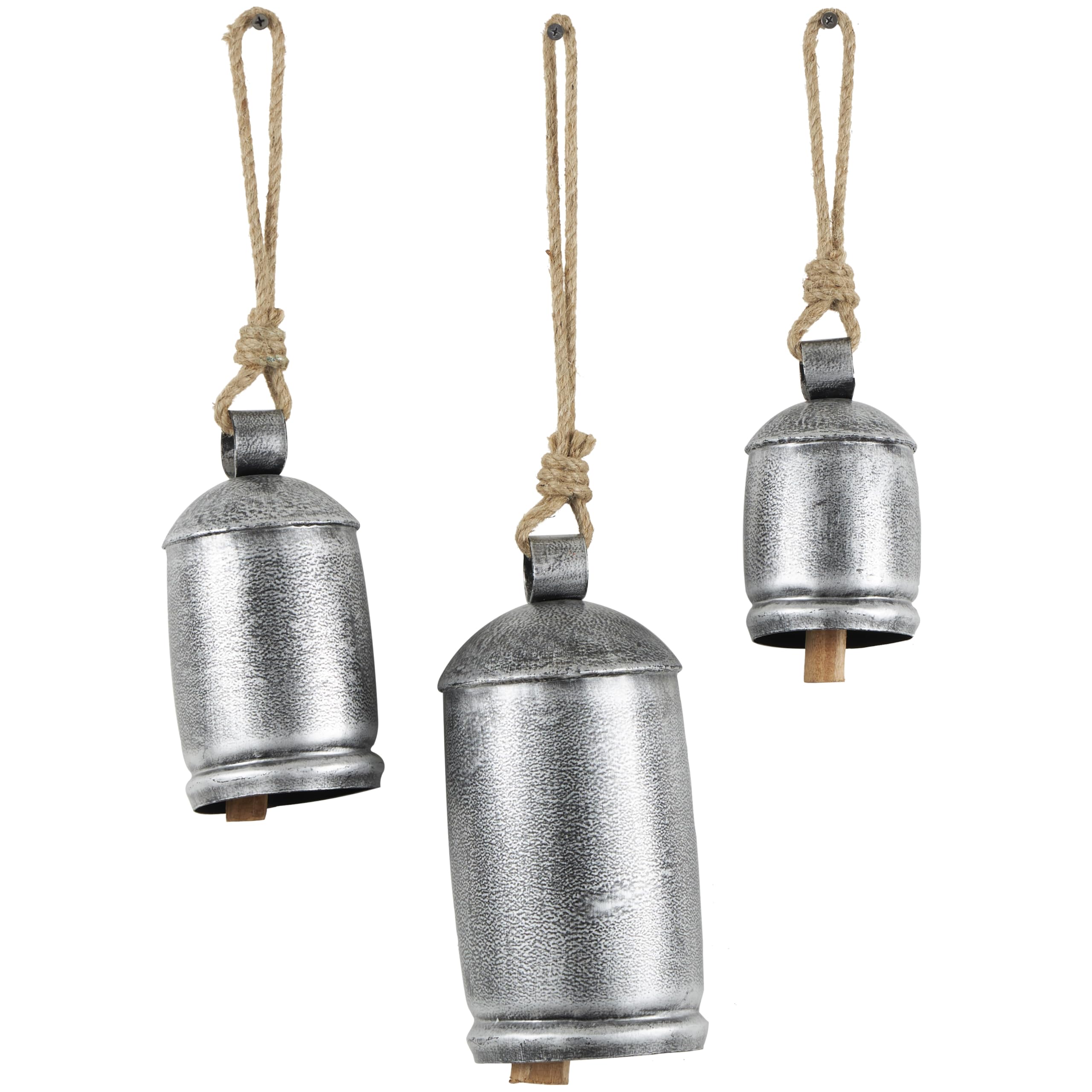 Deco 79 Rustic Metal Cowbell Decorative Bells, 5, 4, 3H, Gray