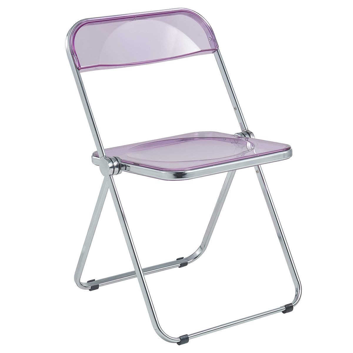 Leisuremod Folding Chair  Magenta Acrylic Seat And Back With Metal Frame, Modern Spacesaving Design, For Home, Office, Desk, D