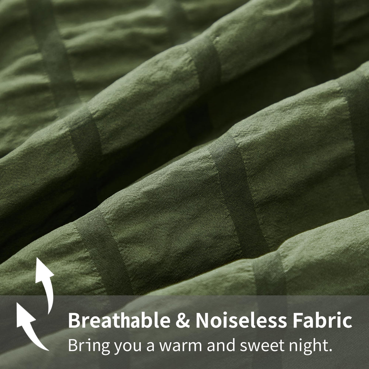 Avelom Dark Olive Green Seersucker Twin Comforter Set (68X90 Inches), 2 Pieces-100% Soft Washed Microfiber Lightweight Comforter With 1 Pillowcase, All Season Down Alternative Bedding Set