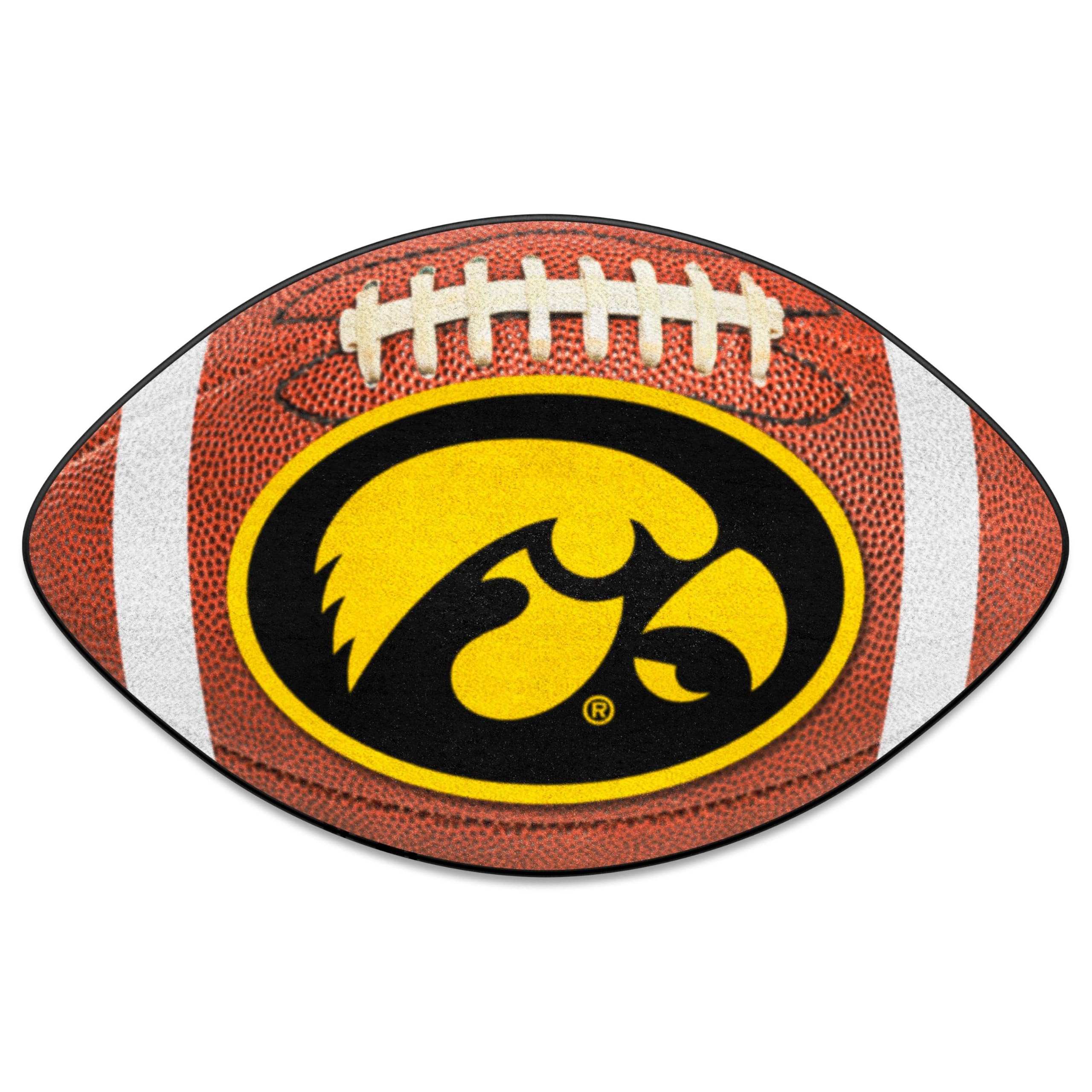 FANMATS 3889 Iowa Hawkeyes Football Rug - 20.5in. x 32.5in. | Sports Fan Home Decor Rug and Tailgating Mat