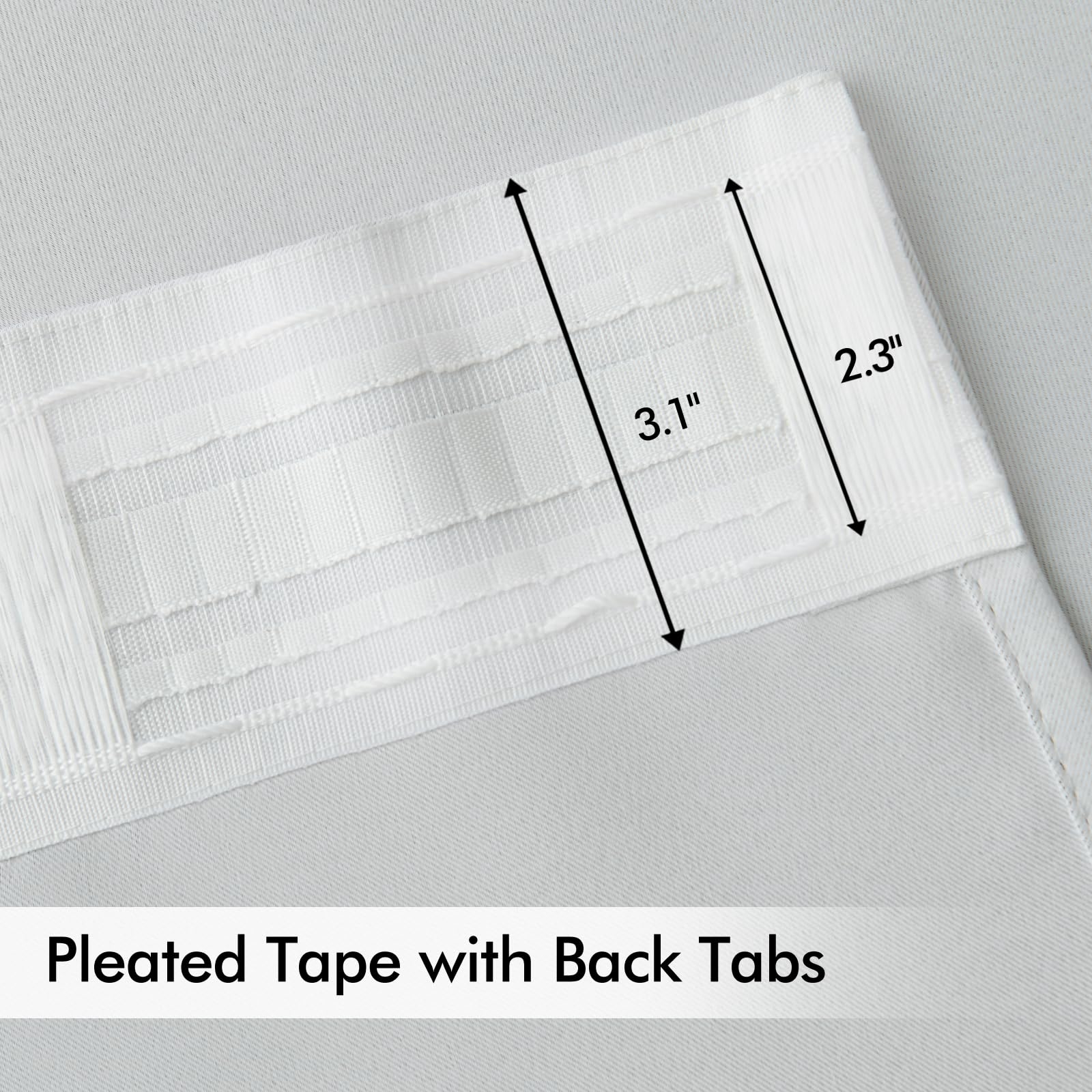 Miulee Back Tab Light Blocking Curtains 90 Inch Long 2 Panels Set For Living Room Bedroom, Greyish White Rod Pocket/Pinch Pleated Thermal Insulated Room Darkening Blackout Curtains, 52 X 90 Inch