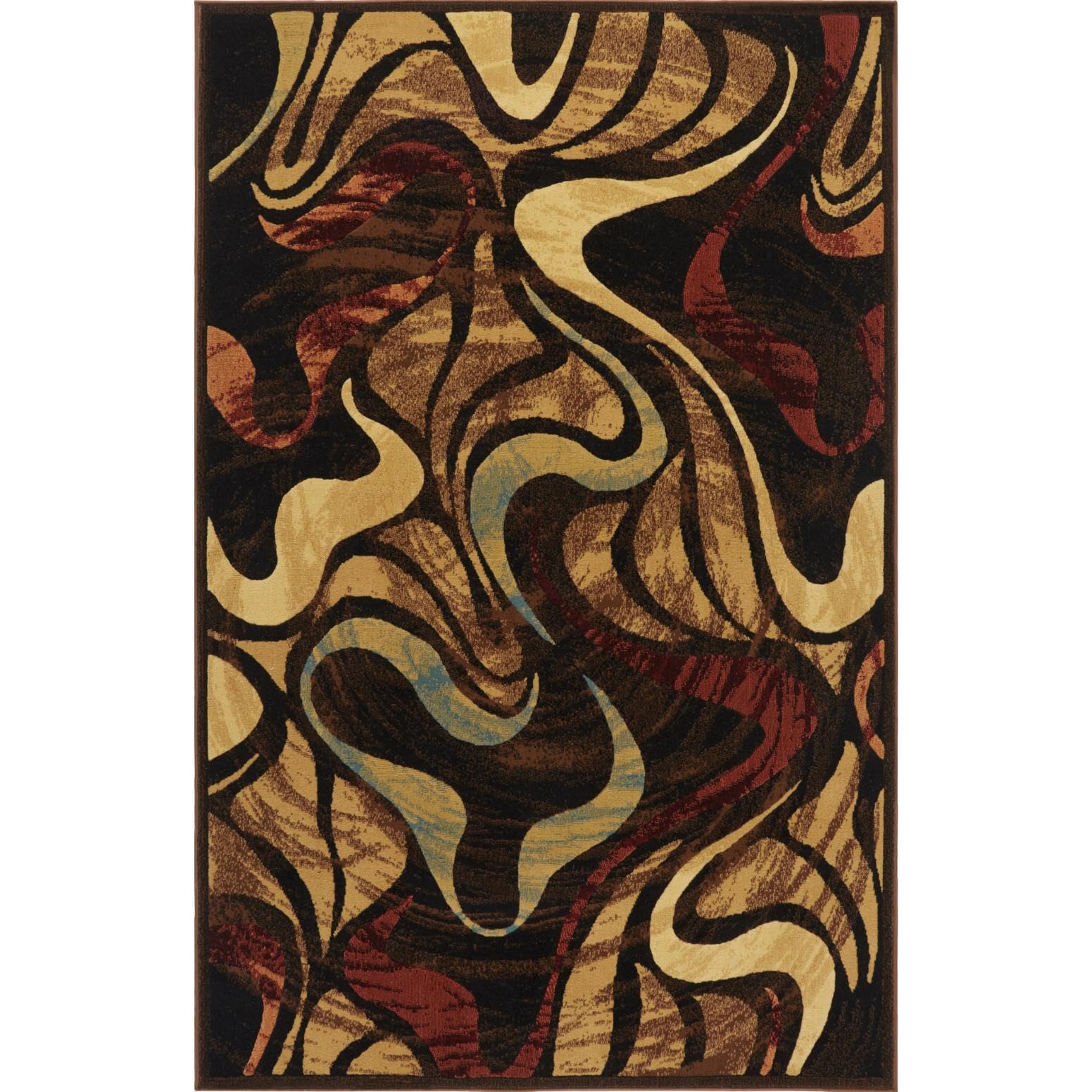 Home Dynamix Catalina Picasso Contemporary Artistic Swirl Area Rug, 1 ft 9 in x 6 ft 9 in, Black/Brown