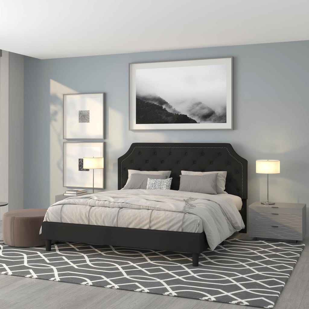 Flash Furniture Brighton King Size Tufted Upholstered Platform Bed In Black Fabric