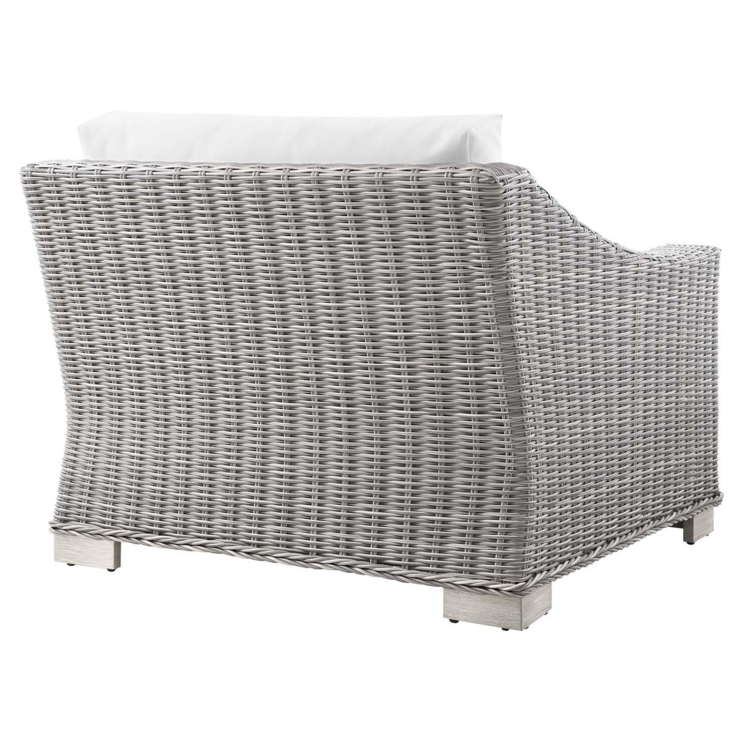 Modway Conway Outdoor Patio Wicker Rattan, Left-Arm Chair, Light Gray White