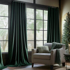 Lazzzy Blackout Velvet Curtains Green Thermal Insulated Curtains 90 Inch Long Drapes For Bedroom Living Room Darkening Window Treatments Grommet Living Room Curtains Set Of 2 Panels Emerald Green