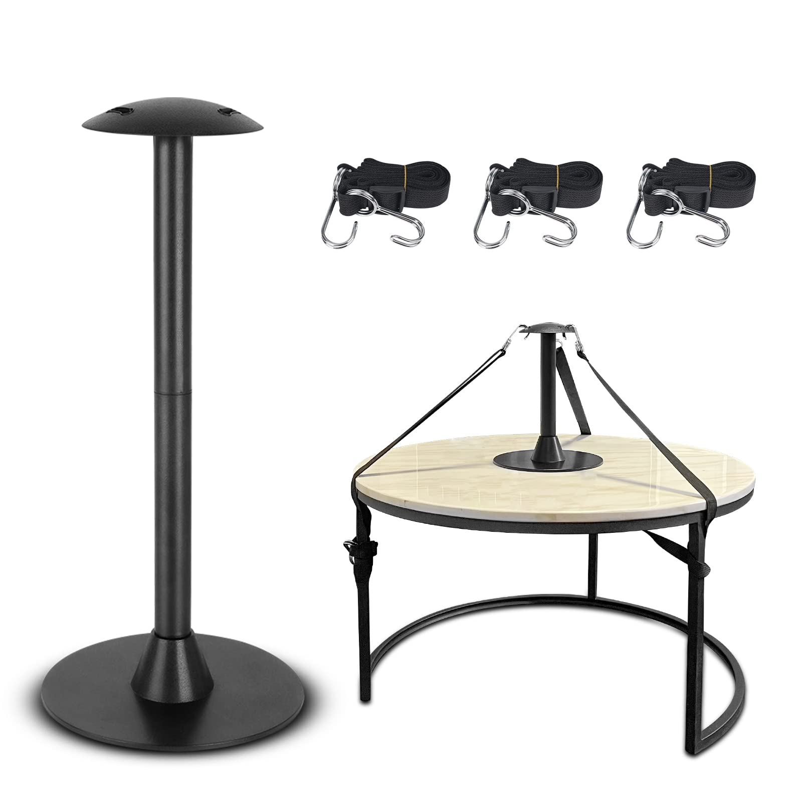 TBTeek Outdoor Patio Furniture Set Cover Support Pole with Straps - Black, ABS Material, Model HZ-SLTG