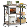 VASAGLE Bakers Rack, Coffee Bar Stand with Charging Station, Storage Shelves, Pull-Out Wire Basket, Table for Microwave, Kitche