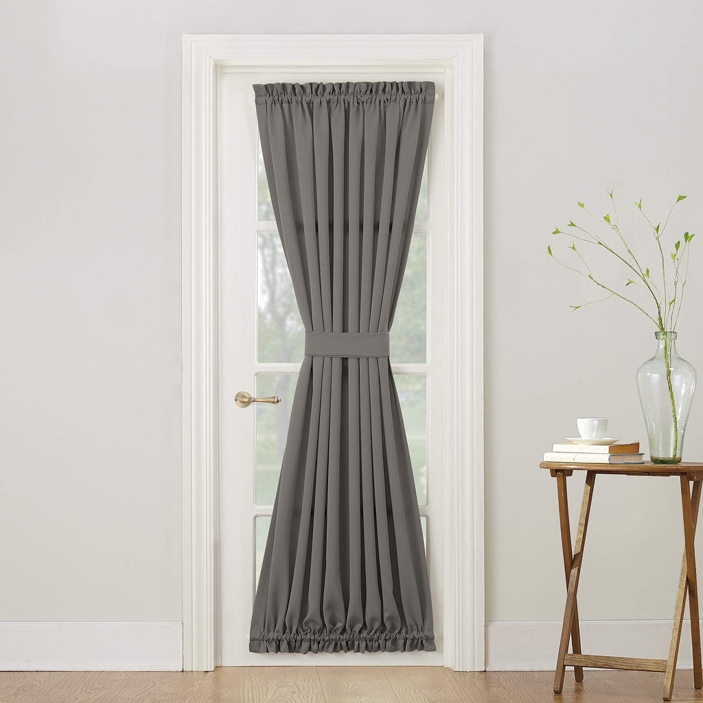Sun Zero Barrow Energy Efficient Rod Pocket Door Curtain Panel, 54'' x 72'', Steel