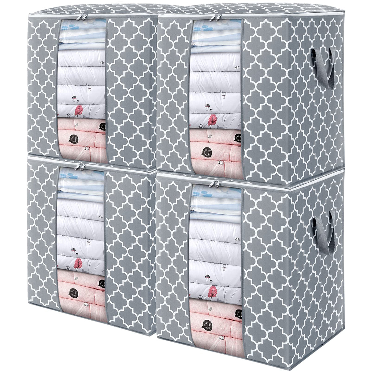 WISELIFE Storage Bags [4 Pack/100L] Large Blanket Clothes Organization and Storage Containers for Comforters,Bedding, Foldable O