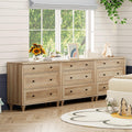 WAMPAT Oak Dresser for Bedroom with 9 Drawers, Kids Dressers with Wide Chest of Drawers, Mid Century Modern Wooden Closet Storag