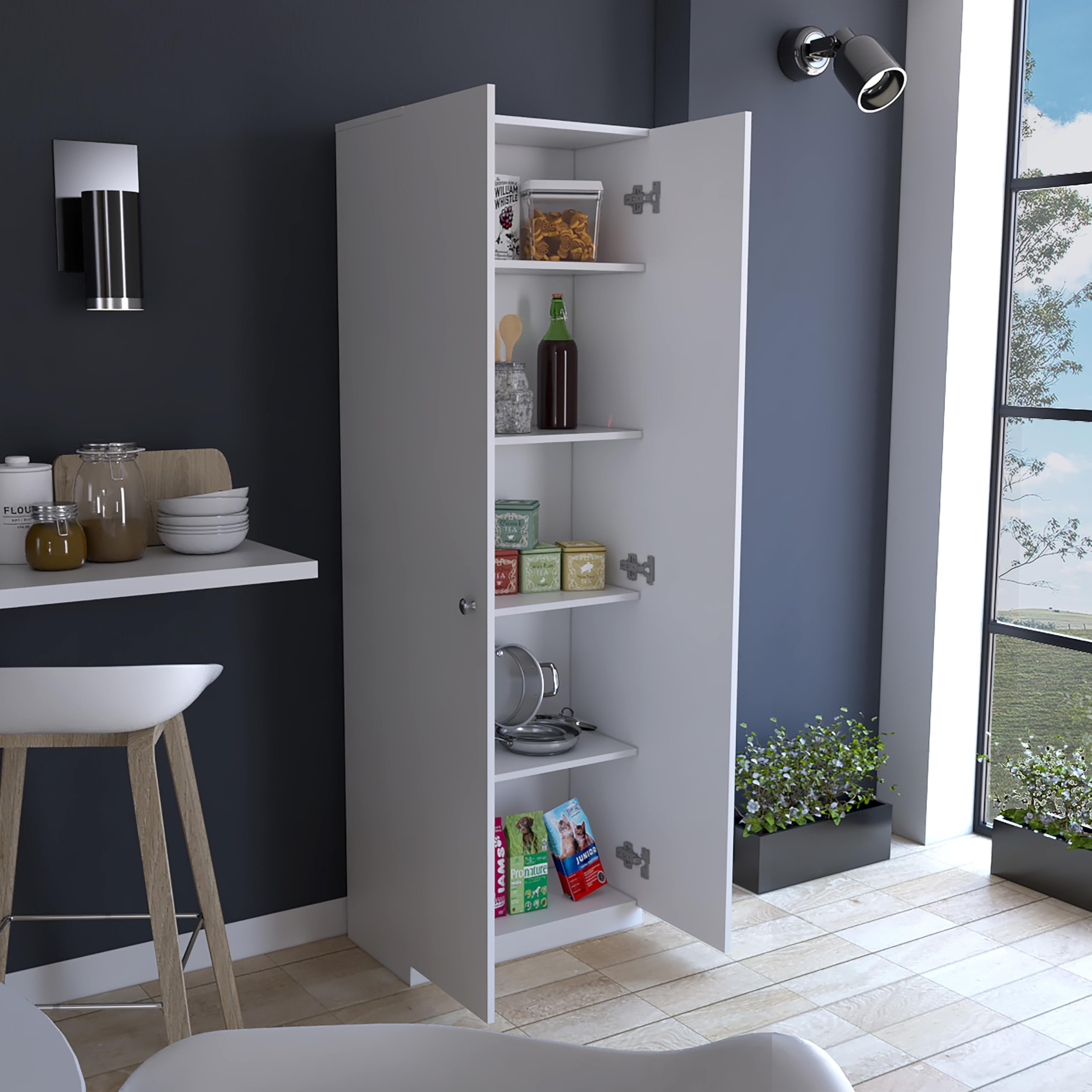 Multistorage Cabinet 71" H, 2 Doors, 5 Shelves, White - Dakari Storage Solution