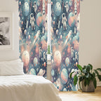 Ambesonne Outer Space Curtains, Dreamy Cartoon Galaxy With Starry Clouds Planets Astronauts Rockets, Window Treatments 2 Panel S