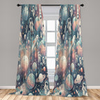 Ambesonne Outer Space Curtains, Dreamy Cartoon Galaxy With Starry Clouds Planets Astronauts Rockets, Window Treatments 2 Panel S