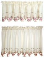 Today'S Curtain Verona Reverse Embroidery Tier, 30', Ecru/Rose