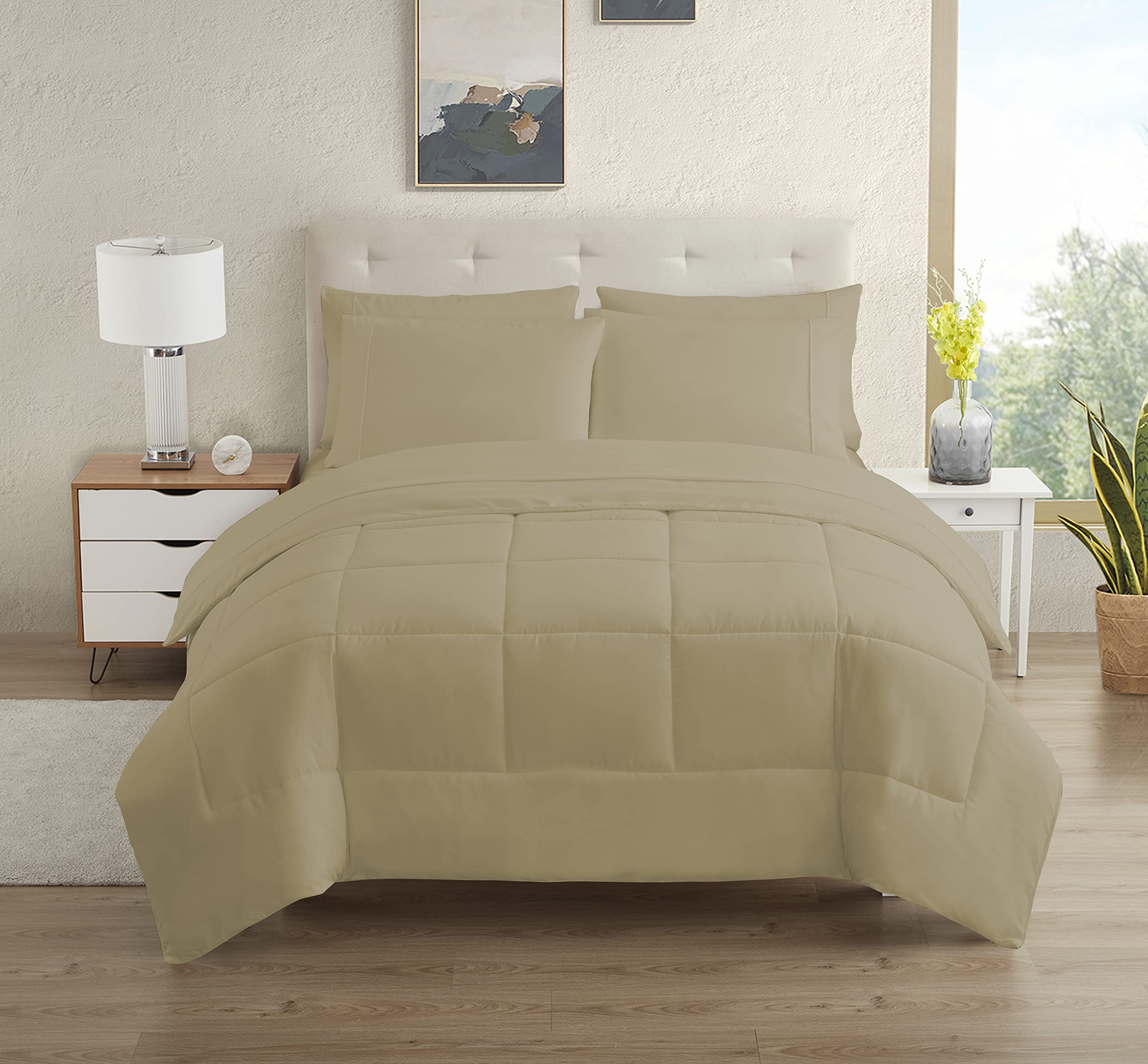 Dorm Room Essentials College Bedding Comforter Set 7 Piece Full Size Bed In A Bag For College Students Boys And Girls, Full, Tau